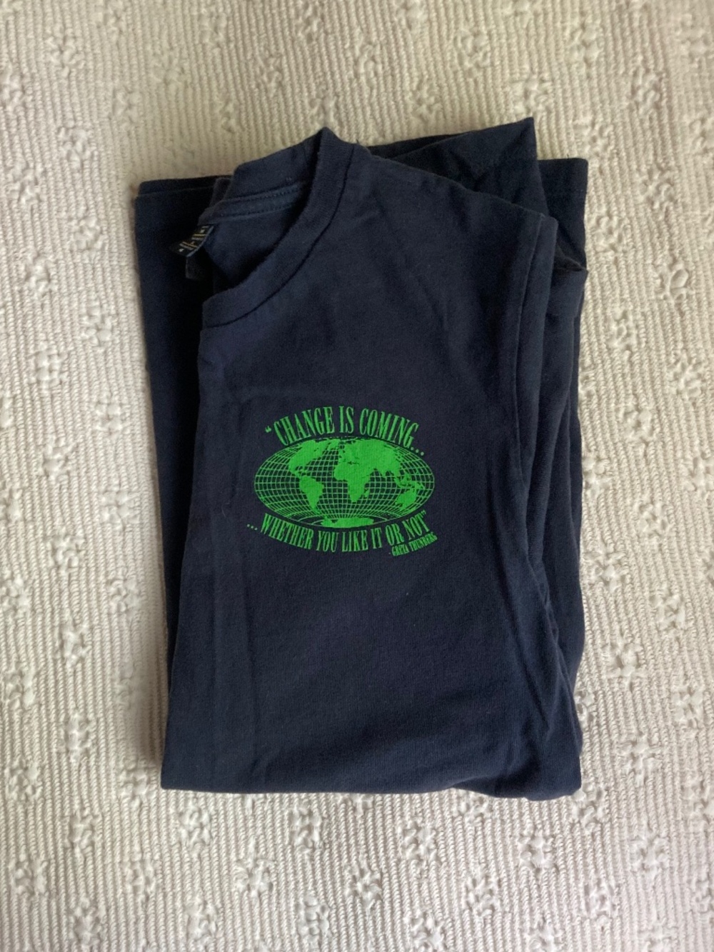 WESC navy & neon green graphic tee